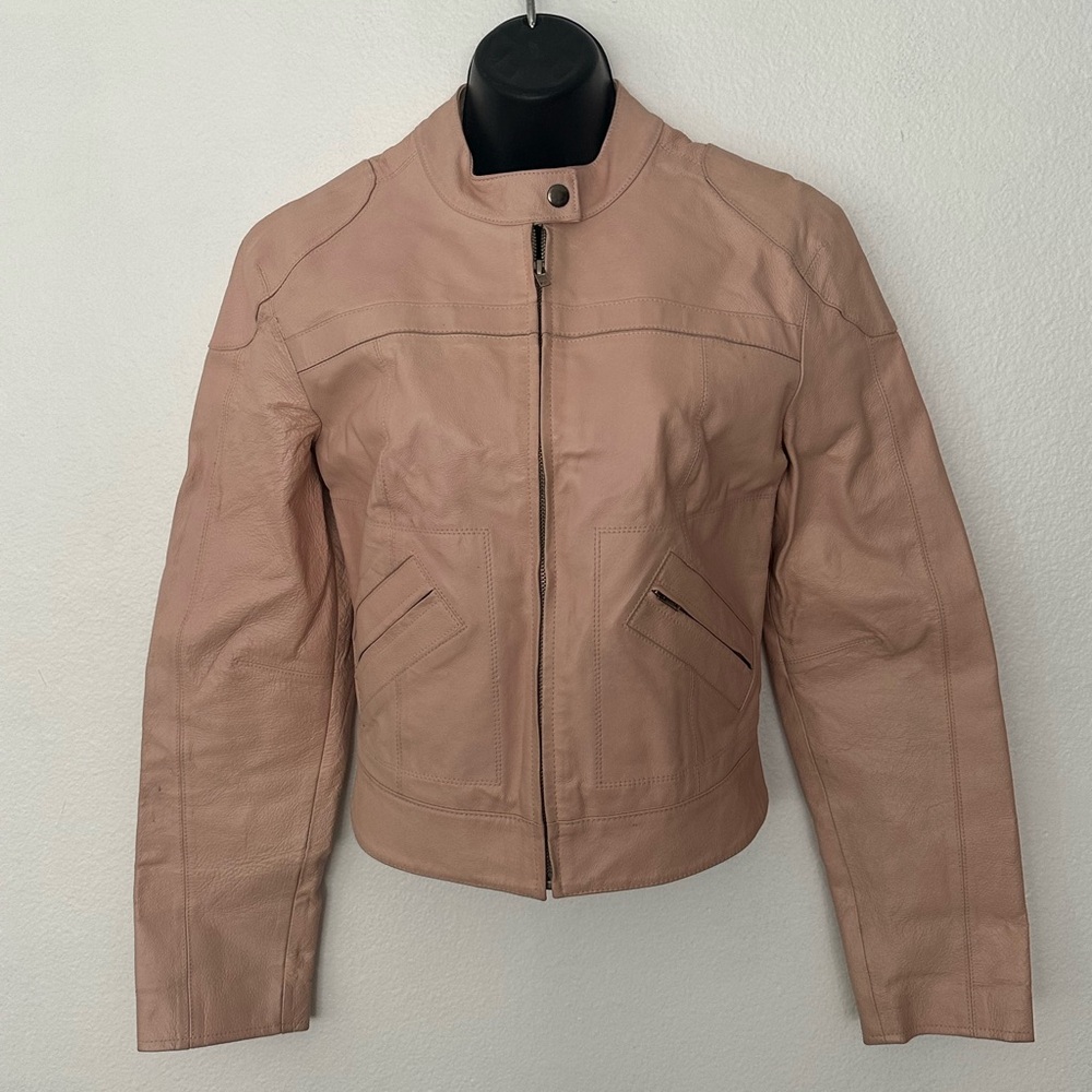 Motorcycle Pink leather Jacket Size S FJ